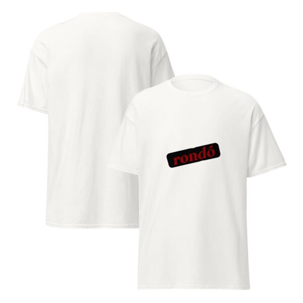 unisex-classic-tee-white-front-and-back-6822f34eb68d0.jpg Camiseta blanca con sticker Rondó